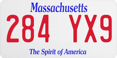MA license plate 284YX9