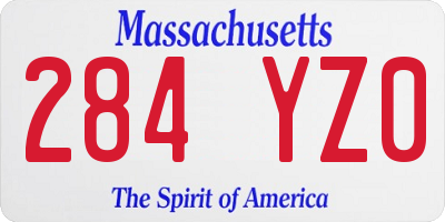 MA license plate 284YZ0