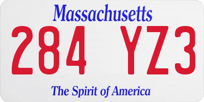 MA license plate 284YZ3