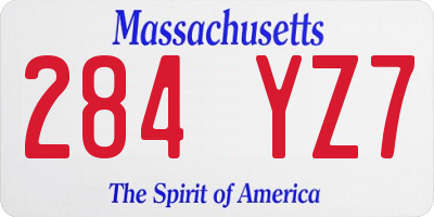 MA license plate 284YZ7