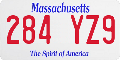 MA license plate 284YZ9