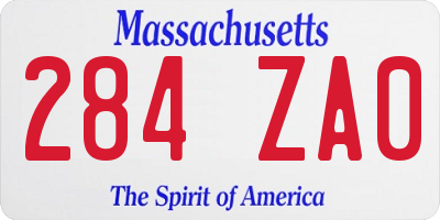 MA license plate 284ZA0