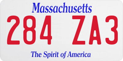 MA license plate 284ZA3