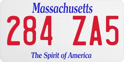 MA license plate 284ZA5