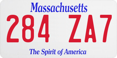 MA license plate 284ZA7