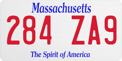 MA license plate 284ZA9