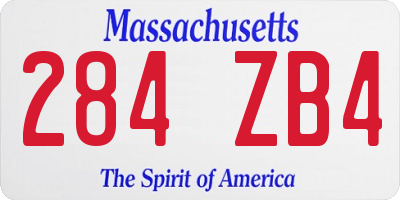 MA license plate 284ZB4