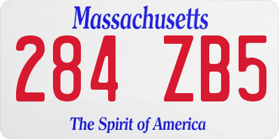 MA license plate 284ZB5
