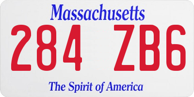 MA license plate 284ZB6