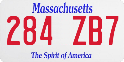 MA license plate 284ZB7