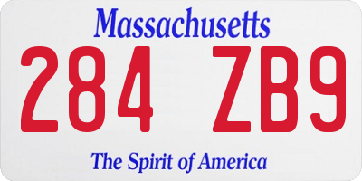 MA license plate 284ZB9