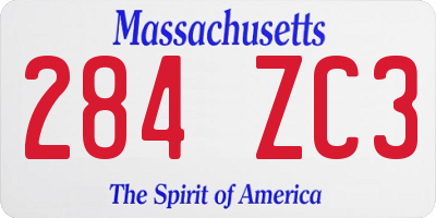 MA license plate 284ZC3