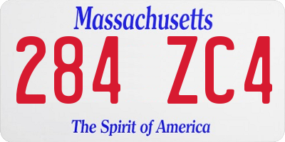 MA license plate 284ZC4