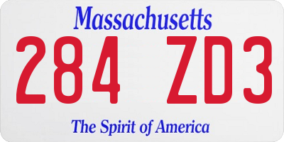 MA license plate 284ZD3