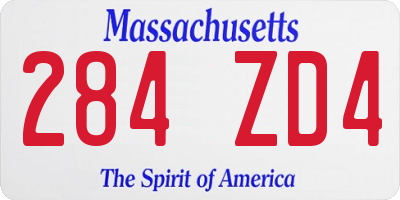 MA license plate 284ZD4