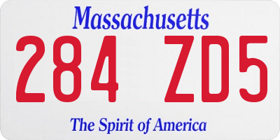 MA license plate 284ZD5