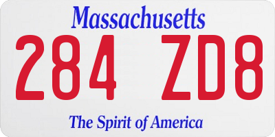 MA license plate 284ZD8