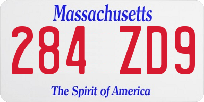 MA license plate 284ZD9