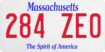 MA license plate 284ZE0