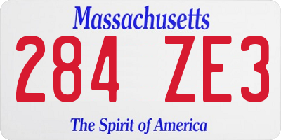 MA license plate 284ZE3
