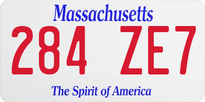 MA license plate 284ZE7