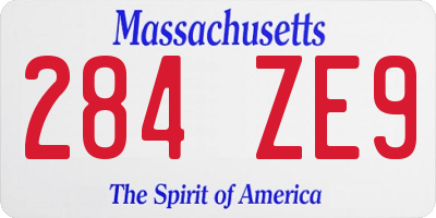 MA license plate 284ZE9