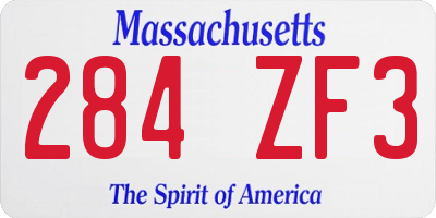 MA license plate 284ZF3
