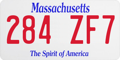 MA license plate 284ZF7