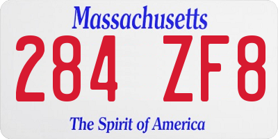 MA license plate 284ZF8