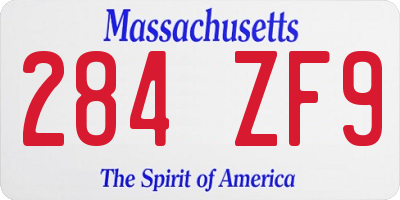 MA license plate 284ZF9
