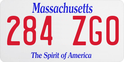 MA license plate 284ZG0