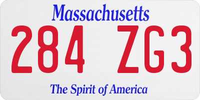 MA license plate 284ZG3
