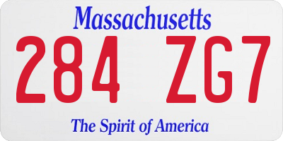 MA license plate 284ZG7