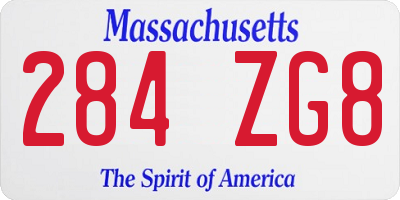 MA license plate 284ZG8