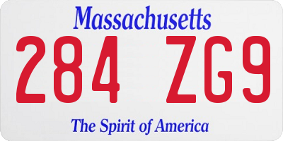 MA license plate 284ZG9