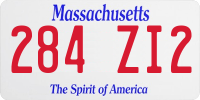 MA license plate 284ZI2