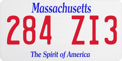 MA license plate 284ZI3