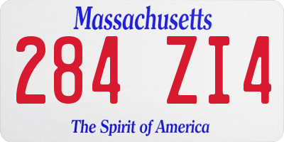 MA license plate 284ZI4