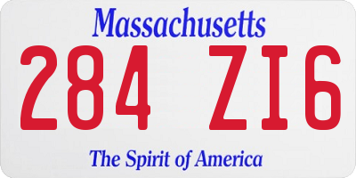 MA license plate 284ZI6