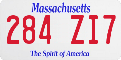 MA license plate 284ZI7