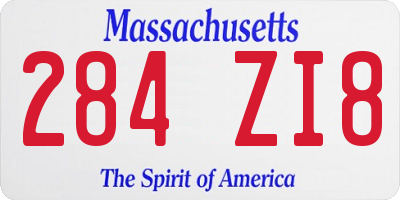 MA license plate 284ZI8