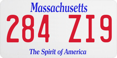 MA license plate 284ZI9