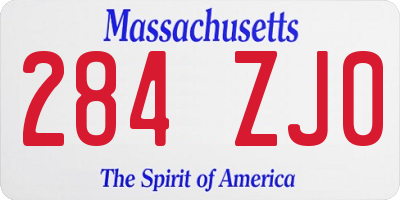 MA license plate 284ZJ0