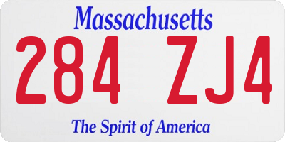 MA license plate 284ZJ4