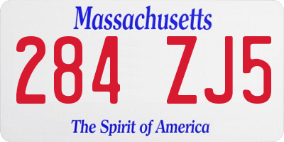 MA license plate 284ZJ5