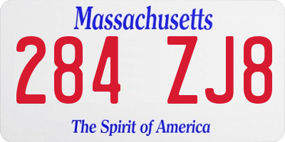 MA license plate 284ZJ8