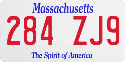 MA license plate 284ZJ9
