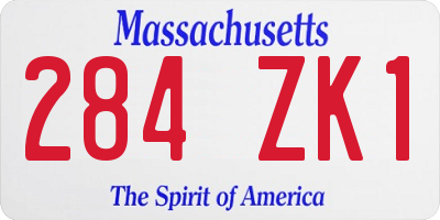 MA license plate 284ZK1