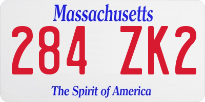 MA license plate 284ZK2