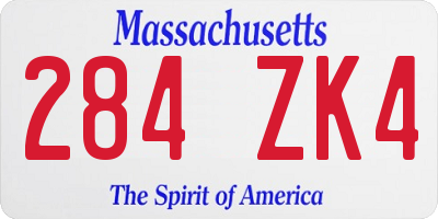 MA license plate 284ZK4